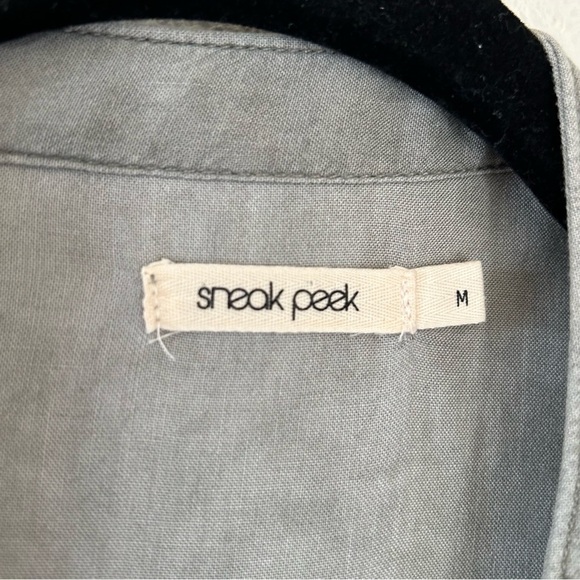 Sneak Peak Olive Gray Open Long Sleeves Button up Shirt Women Size Large - Picture 6 of 7